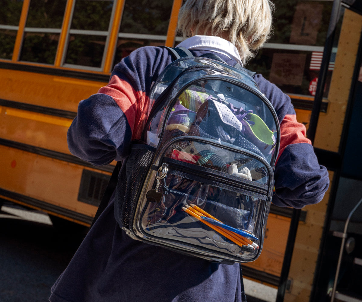 Clear Daily Backpack in Clear/Navy Blue - Image 2