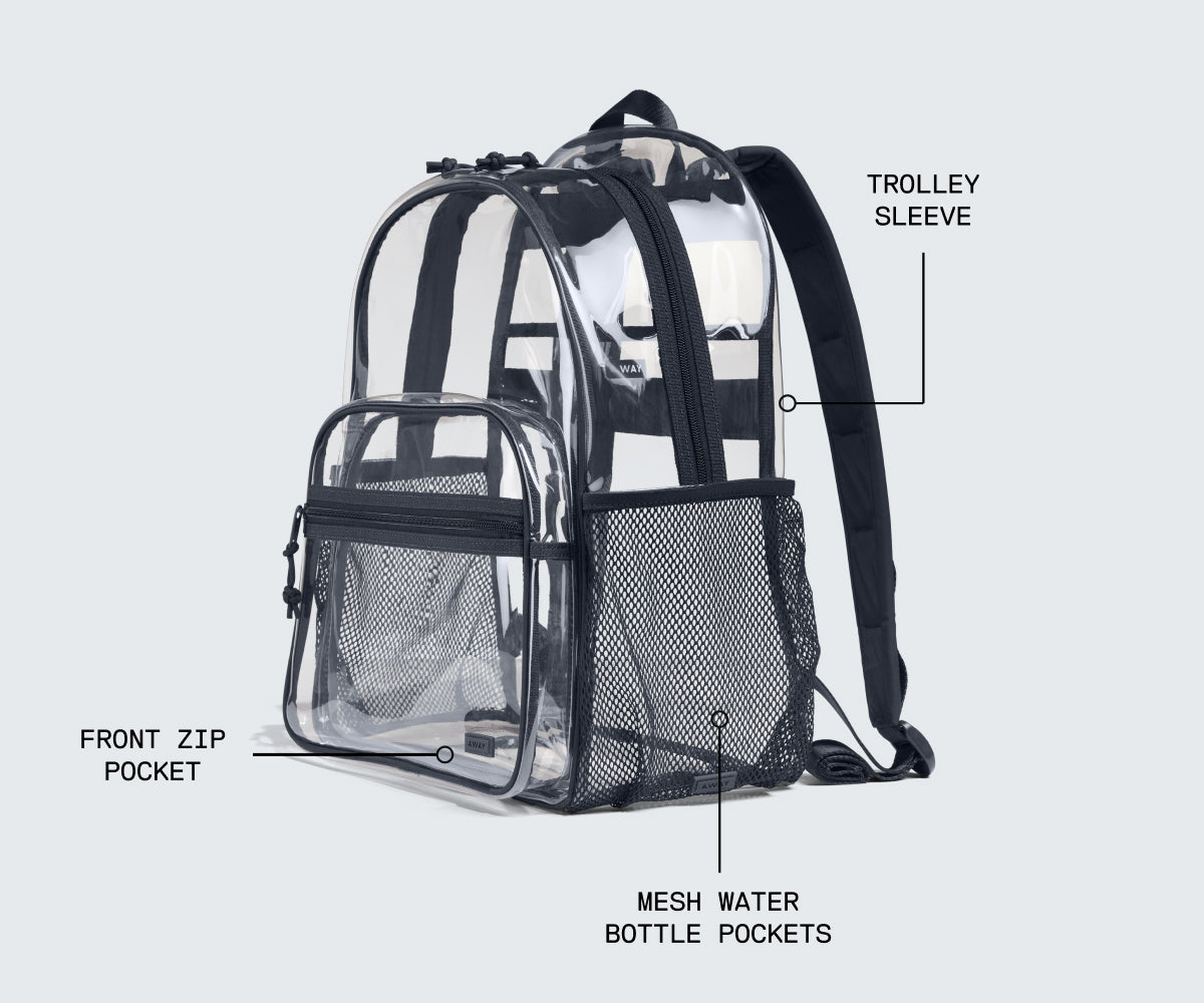 Clear Daily Backpack in Clear/Navy Blue - Image 3